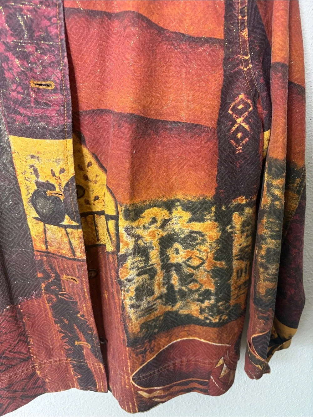 Chico’s Multi-Color Patchwork Button-Up Jacket - Picture 2 of 6
